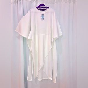 White Boohoo Bell Sleeve Dress